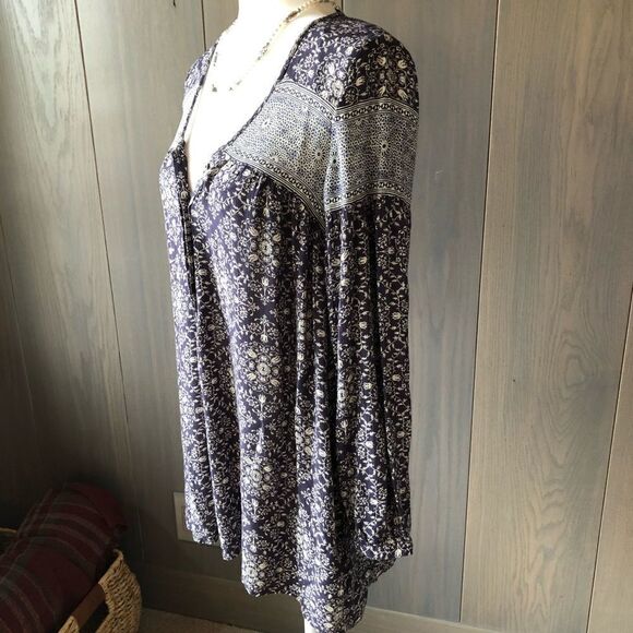 Zara Blue Patterned Long Sleeve Romper Small - Picture 3 of 6